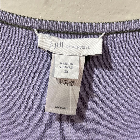J. Jill V-Neck Sweater - Olive and Lavender Polka Dots NWT - Picture 3 of 7
